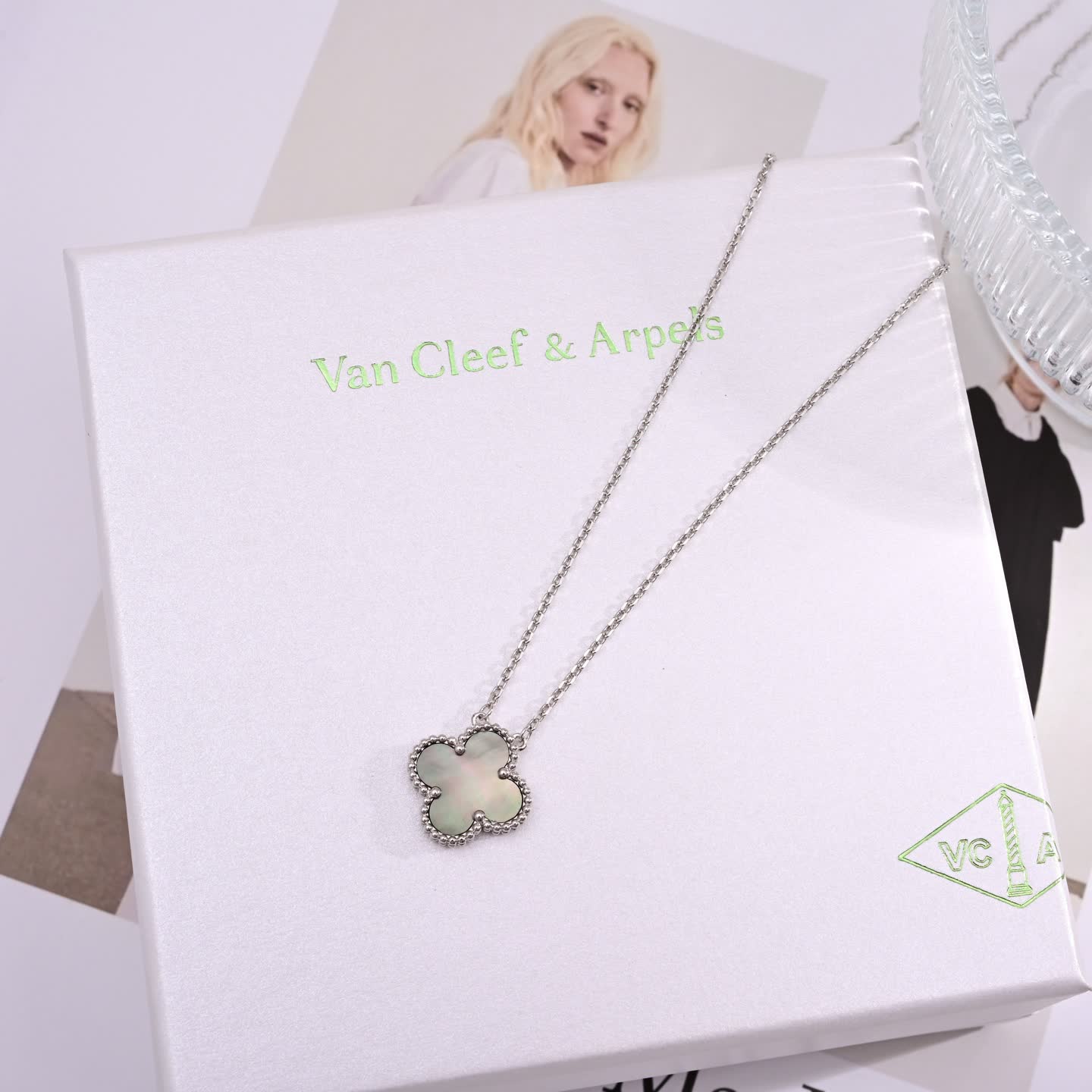 Van Cleef & Arpels Max Mara Clover-Shaped Pendant Necklace